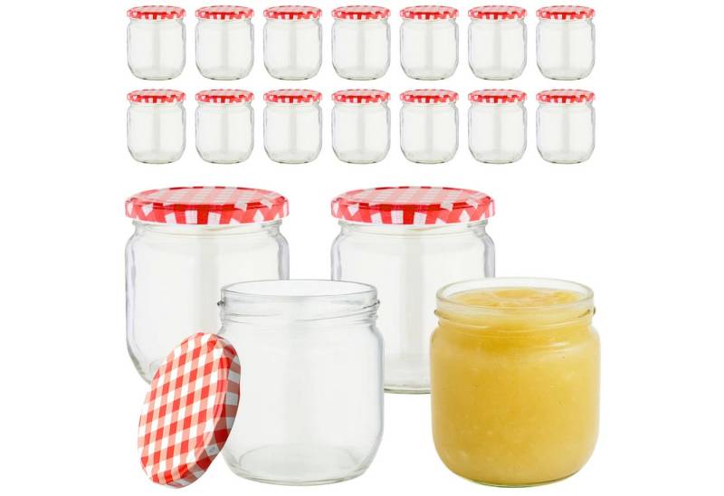 mikken Einmachglas Marmeladengläser 425 ml Einmachgläser Einkochgläser, (Spar-Set, 18-tlg., 6er - 60er Sets), verschiedene Sets von 6 - 60 Stk, zum pasteurisieren geeignet von mikken