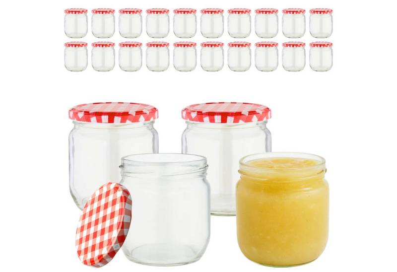 mikken Einmachglas Marmeladengläser 425 ml Einmachgläser Einkochgläser, (Spar-Set, 24-tlg., 6er - 60er Sets), verschiedene Sets von 6 - 60 Stk, zum pasteurisieren geeignet von mikken