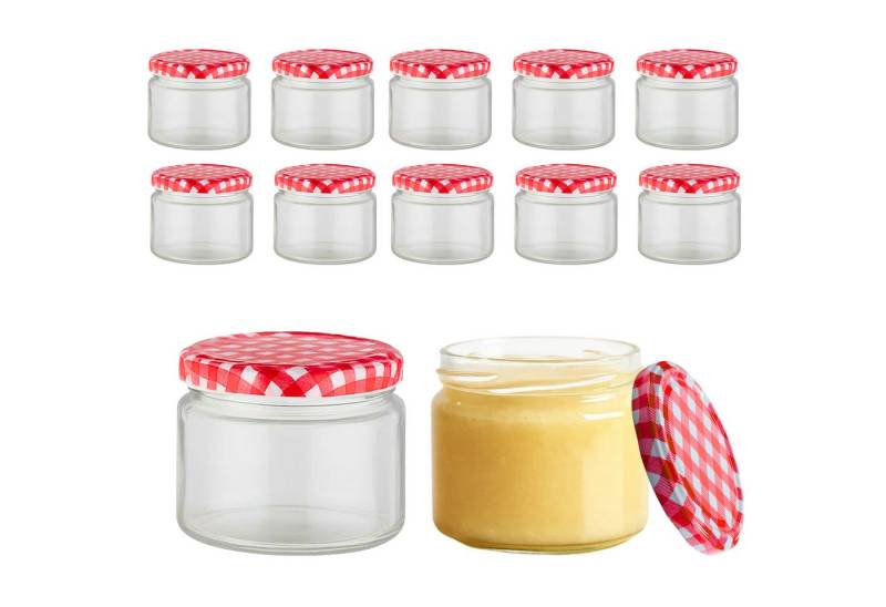 mikken Einmachglas Marmeladenglas 330 ml Einmachglas Einkochglas, (Spar-Set, 12-tlg., Sparset), verschiedene Setgrößen, zum pasteurisieren von mikken