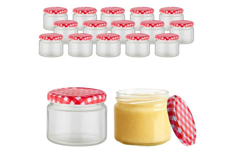mikken Einmachglas Marmeladenglas 330 ml Einmachglas Einkochglas, (Spar-Set, 18-tlg., Sparset), verschiedene Setgrößen, zum pasteurisieren von mikken