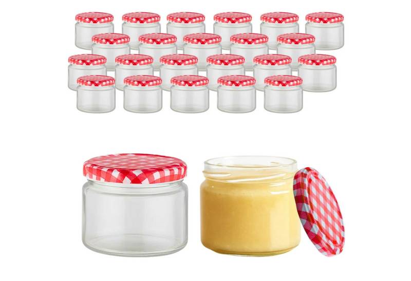 mikken Einmachglas Marmeladenglas 330 ml Einmachglas Einkochglas, (Spar-Set, 24-tlg., Sparset), verschiedene Setgrößen, zum pasteurisieren von mikken