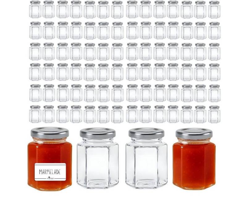 mikken Einmachglas kleine Marmeladengläser 110 ml kleine Einmachgläser mit Schraubdeckel, (Grosspackung, 100er Set, Grosspackung), zum Einmachen und Einkochen von mikken