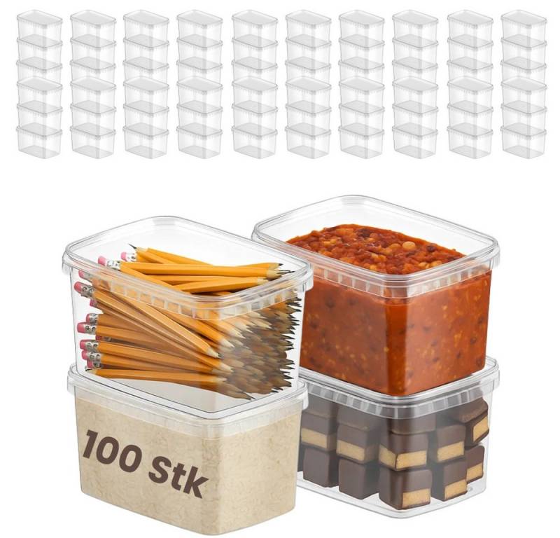 mikken Frischhaltedose Gefrierdose 1800 ml mit Frischhaltedose mit Deckel, (Spar-Set, 100-tlg., 10er bis 100er Set), stapelbar, luftdicht, verschiedene Set-Größen von mikken