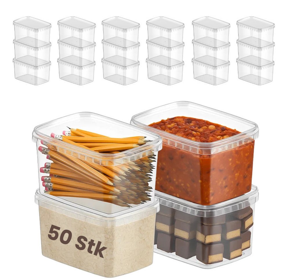 mikken Frischhaltedose Gefrierdose 1800 ml mit Frischhaltedose mit Deckel, (Spar-Set, 50-tlg., 10er bis 100er Set), stapelbar, luftdicht, verschiedene Set-Größen von mikken