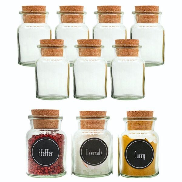 mikken Gewürzgläser mit Korken 10er Set 150 ml rund - Gewürzdose aus Glas mikken Gewürzgläser mit Korken 10er Set 150 ml rund - Gewürzdose aus Glas von mikken