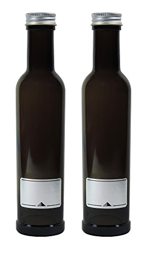 Viva-Haushaltswaren Gabriele Hesse e.K. Ölflasche 2x 250ml braun, Glasflasche zum selbst befüllen inkl. 2 Beschriftungsetiketten von mikken