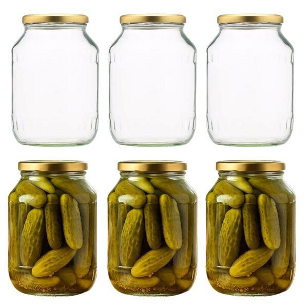 mikken Große Einmachgläser 1700 ml mit Deckel Gold (TO89) von mikken