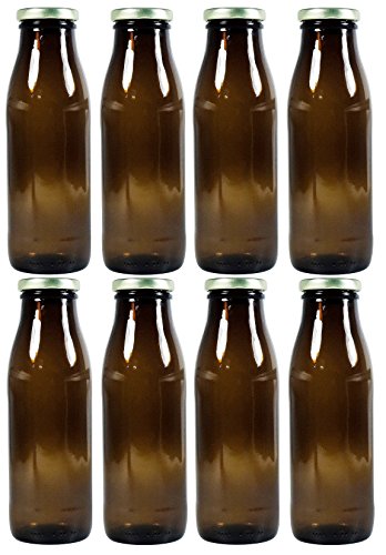 Viva-Haushaltswaren Gabriele Hesse e.K. Milchflaschen mit Schraubverschluss 8x 500ml, Saftflasche zum selbst befüllen, inkl. Trichter von mikken