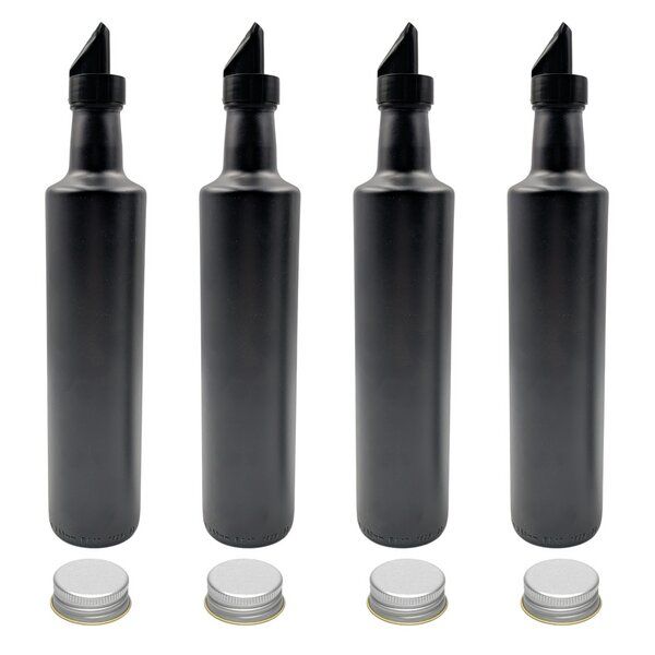 mikken Ölflasche 250 ml | 500 ml matt schwarz runde Dosierflasche mit Ausgießer + Schraubdeckel und Etiketten mikken Ölflasche 250 ml | 500 ml matt schwarz runde Dosierflasche mit Ausgießer + Schraubdeckel und Etiketten von mikken