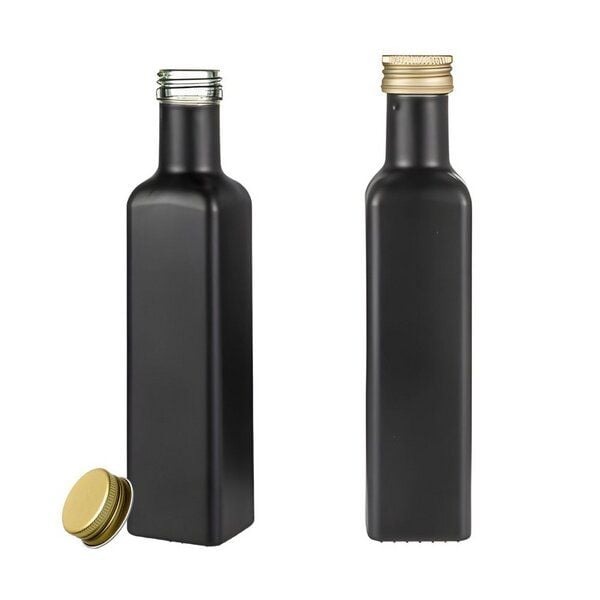 mikken Ölflaschen 250 ml matt schwarz mit Schraubdeckel + Etiketten von mikken