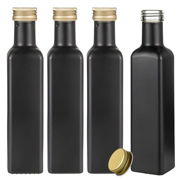 mikken Ölflaschen 250 ml matt schwarz mit Schraubdeckel + Etiketten mikken Ölflaschen 250 ml matt schwarz mit Schraubdeckel + Etiketten von mikken