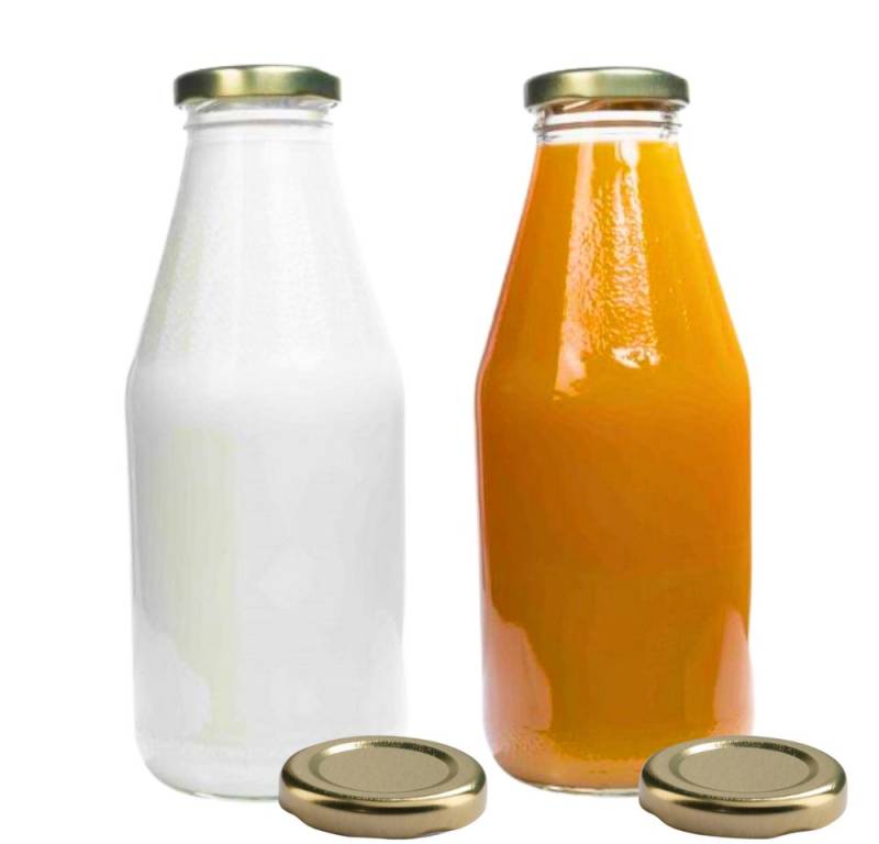 mikken Trinkflasche 2er Set Milchflasche 500 ml mit Schraubdeckel plus 2 Erssatzdeckel, Fassungsvermögen: 0,5 Liter von mikken