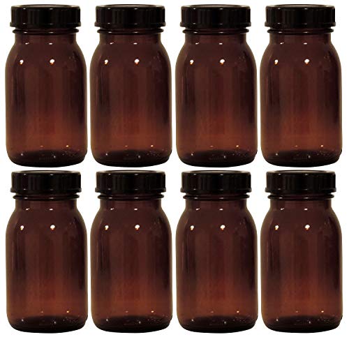 mikken - braunes Apothekerglas Set inkl. Schraubverschluss & Etiketten Made in Germany, Silber, 8x 150ml von Viva Haushaltswaren