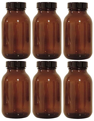 Viva Haushaltswaren braunes Apothekerglas Set 6x 500ml inkl. Schraubverschluss & Etiketten made in Germany, Silber von Mikken