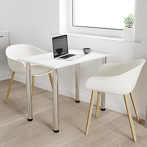 mikon 100x60 | Esszimmertisch - Esstisch - Tisch mit Chrombeinen - Küchentisch - Bürotisch | Weiss von AKKE