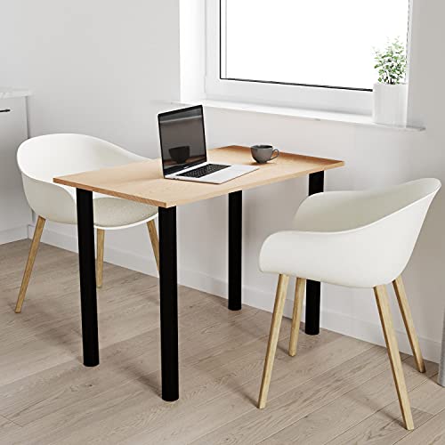 mikon 60x50 | Esszimmertisch - Esstisch - Tisch mit SCHWARZEN Beinen - Küchentisch - Bürotisch | Eiche HELL von mikon