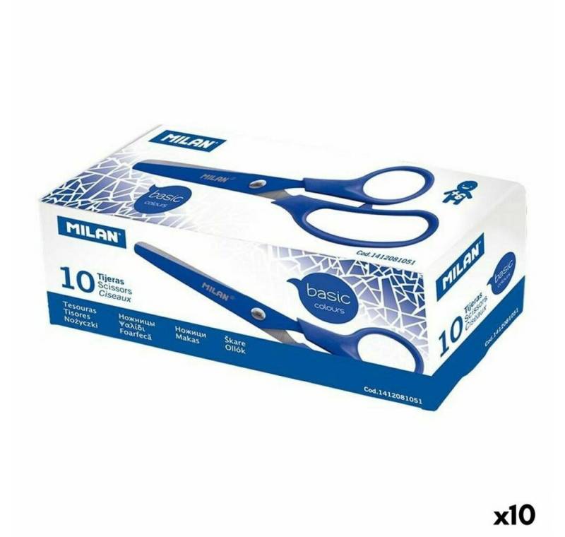 milan Papierscheren Schere Blau Edelstahl (10 Stück) von milan