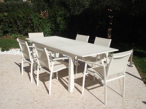 Tisch Kuba weiß ausziehbar 150/210 x 90 aus Aluminium für Garten und Outdoor von MILANI HOME