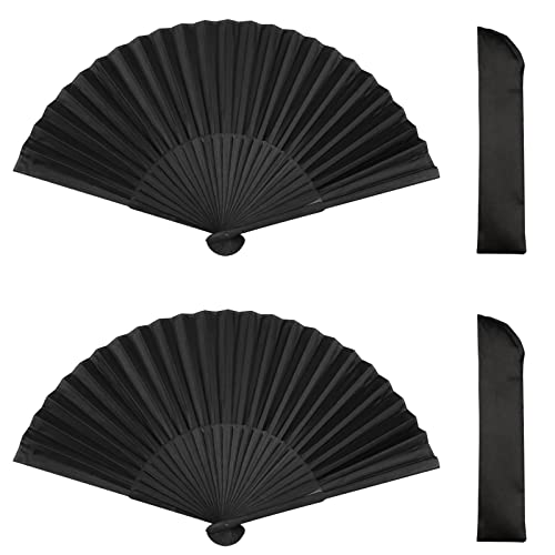 milaosk 2Pcs Handfächer, Schwarzer Fächer Seide Handfächer Schwarz Handheld Faltventilator Fächer Damen Herren Bambus Fächer mit 2 Aufbewahrungstaschen für Fächer Rave, Tanz, Hochzeit Geschenke milaosk 2Pcs Handfächer, Schwarzer Fächer Seide Handfächer Schwarz Handheld Faltventilator Fächer Damen Herren Bambus Fächer mit 2 Aufbewahrungstaschen für Fächer Rave, Tanz, Hochzeit Geschenke von milaosk