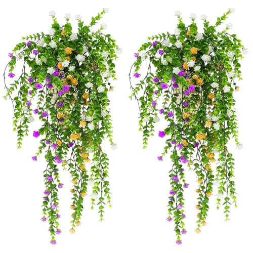 milaosk 3 Stück Künstliche Pflanzen Hängend,Künstliche Hängepflanzen Wie Echt Kunstblumen Hängend Künstliche Efeupflanzen für Terrassengärten im Freien,Hauswände,Büros 80cm von milaosk
