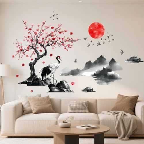milaosk Wandtattoo Wandaufkleber XXL Blumen Baum Ast Wandsticker mit Tuschmalerei-Kranichen Wandbilder Chinesische Stil Aufkleber Schlafzimmer Wohnzimmer Sofa Hintergrund Wanddeko milaosk Wandtattoo Wandaufkleber XXL Blumen Baum Ast Wandsticker mit Tuschmalerei-Kranichen Wandbilder Chinesische Stil Aufkleber Schlafzimmer Wohnzimmer Sofa Hintergrund Wanddeko von milaosk