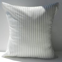 Neue 18 X Zoll Blau/Grün-Designer Handgefertigte Kissenbezüge in Spa Auf Creme Tickende Streifen Neue 18 X Zoll Blau/Grün-Designer Handgefertigte Kissenbezüge in Spa Auf Creme Tickende Streifen von milkandcookiesCanada