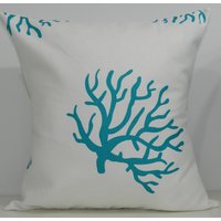 Neue 18 X Zoll Designer Handgefertigte Kissenbezüge. Türkis Und Weiß Koralle Gemusterten Stoff Neue 18 X Zoll Designer Handgefertigte Kissenbezüge. Türkis Und Weiß Koralle Gemusterten Stoff von milkandcookiesCanada