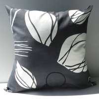 Neue 18 X Zoll Designer Handgemachte Kissenbezug in Grau, Schwarz Und Weiß Grafik Floral von milkandcookiesCanada