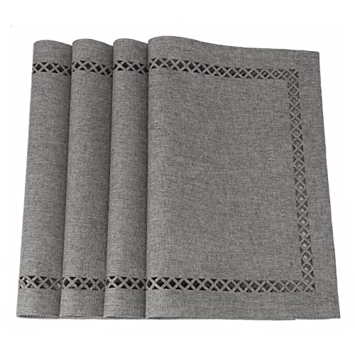 Platzdeckchen-Set für Esstisch mit hohlen Kanten, 30,5 x 45,7 cm, Stoff-Tischsets, maschinenwaschbar (Grau, 4 Stück) von millianess