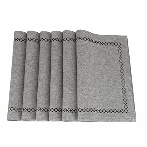 Platzdeckchen-Set für Esstisch mit hohlen Kanten, 30,5 x 45,7 cm, Stoff-Tischsets, maschinenwaschbar (Grau, 6 Stück) von millianess