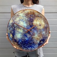 Merkur Planet Große Uhr Auf Gehärtetem Glas Zwillinge Geschenk, Große Wanddekor 10 " - 36" von milliartGlass