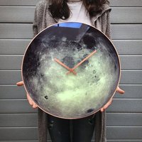 Mond Wanduhr, Glow Uhr, Planeten Dekor, in The Dark, Große Space Krebs Zeichen, Übergroße Uhr, Lunar Uhr von milliartGlass