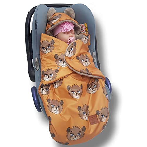 millybo Fußsack Baby Einschlagdecke für Winter geeignet für Kinderwagen Babyschale Babybett Autositz Buggy (Nylon Biber- 604.011) von millybo