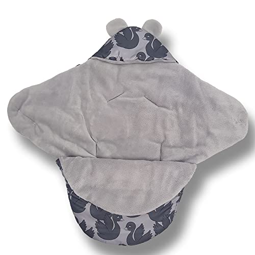 millybo Fußsack Baby Einschlagdecke für Winter geeignet für Kinderwagen Babyschale Babybett Autositz Buggy (Nylon Schwäne-608.012) von millybo