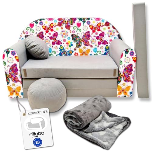 millybo Kindersofa Kinder Couch mit Schlaffunktion ausklappbar 3in1 Kinder Sofa Spielsofa mit Bettfunktion Mädchen Jungen Sitzsack Minisofa Schlafsofa Kinderzimmer Schlafsessel (A33) von millybo