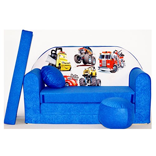 millybo Kindersofa Couch Kindercouch mit Schlaffunktion ausklappbar 3in1 Kinder Sofa Spielsofa mit Bettfunktion Mädchen Jungen Sitzsack Minisofa Schlafsofa Kinderzimmer Schlafsessel Blau C14 von millybo