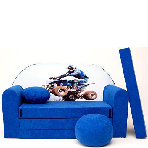 millybo Kindersofa Couch Kindercouch mit Schlaffunktion ausklappbar 3in1 Kinder Sofa Spielsofa mit Bettfunktion Mädchen Jungen Sitzsack Minisofa Schlafsofa Kinderzimmer Schlafsessel Blau C26 von millybo