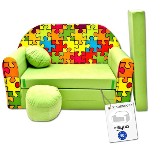 millybo Kindersofa Kinder Couch mit Schlaffunktion ausklappbar 3in1 Kinder Sofa Spielsofa mit Bettfunktion Mädchen Jungen Sitzsack Minisofa Schlafsofa Kinderzimmer Schlafsessel (Z34) von millybo