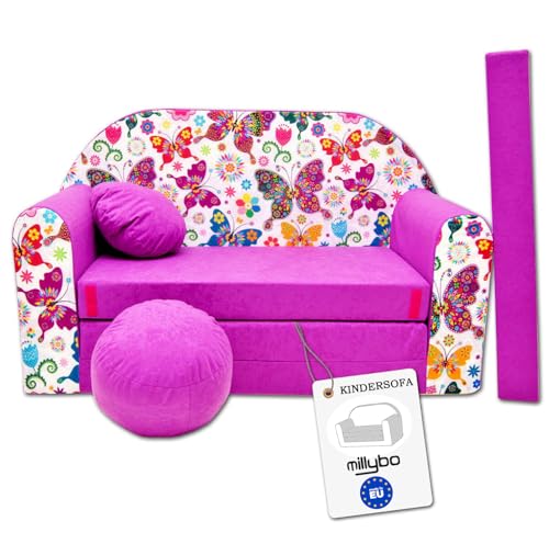 millybo Kindersofa Kinder Couch mit Schlaffunktion ausklappbar 3in1 Kinder Sofa Spielsofa mit Bettfunktion Mädchen Jungen Sitzsack Minisofa Schlafsofa Kinderzimmer Schlafsessel (M33) von millybo