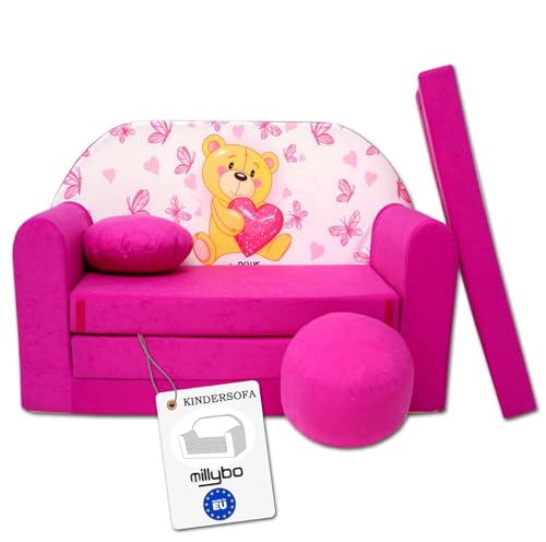 millybo Kindersofa Kinder Couch mit Schlaffunktion ausklappbar 3in1 Kinder Sofa Spielsofa mit Bettfunktion Mädchen Jungen Sitzsack Minisofa Schlafsofa Kinderzimmer Schlafsessel (H3) von millybo