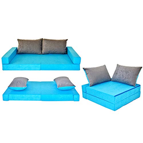 millybo Kindersofa Kindercouch Kindermatratze Minicouch Set + 2 Kissen viele Muster (KKB1) von millybo