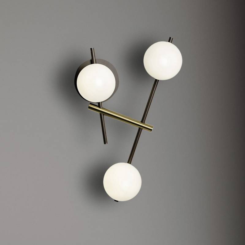 B-Ware Miloox By Sforzin Wandleuchte Leuchte Kika 3 Flammig Schwarz Weiß Gold Metall von miloox by Sforzin