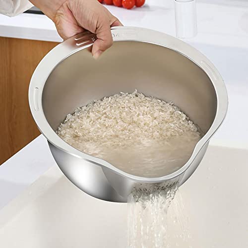 Reis Waschschüssel Aus Edelstahl, Geneigtes Bodendesign, Hochleistungssieb, Sieb Zum Waschen Von Reis Und Gemüse, Mikroporöse Rührschüssel Für Obst Sieb Zum Waschen Von Gemüse Reis-Waschschüssel von mimika