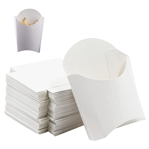 Kraftpapier Pommes Frites Halter Tassen - 50 StüCk Snack-Container Paperboard Snack Cup Pommeshalter Bubble Waffeleisen TüTen FüR Frites Becher Frozen Dessert Supplies Backen Kuchen(Weiß) von mimzemamz