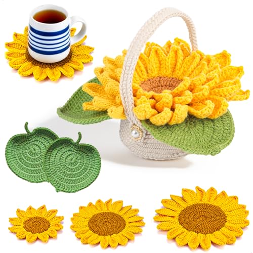 mimzemamz Häkel Set,Häkelset für Anfänger mit Anleitung,Crochet Set,Topfpflanze Untersetzer Handmade DIY Häkeln Material Wolle Geeignet Geschenke und a Untersetzer für Den Innenbereich von mimzemamz