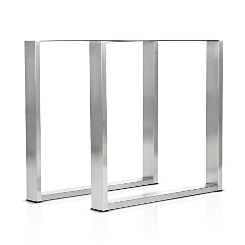 mina concept 1-2 Tischkufen Edelstahl – Tischgestell U-förmig – Außenmaße 70 x 72cm – Profil 80 x 20 mm – 2 Stück von mina concept