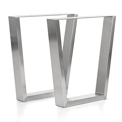 mina concept 16-2 Tischkufen Edelstahl – Tischgestell V-förmig – Außenmaße 70 x 72 cm – Profil 100 x 40 mm – 2 Stück von mina concept