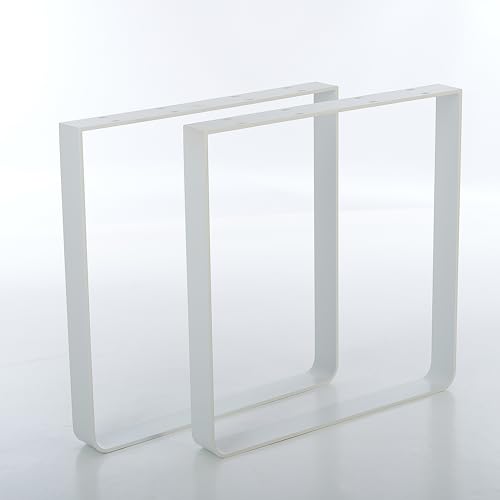 mina concept Tischkufen Flachstahl gebogen – Weiß – Gestell U Form – Breite 70 cm, Höhe 72 cm Profil 80 x 8 mm – 2 Stück – U F 8008 W von mina concept
