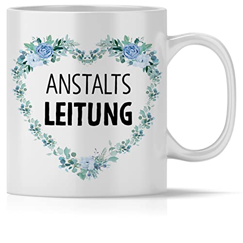 mindmonkeys® Tasse mit Spruch Anstaltsleitung Herz mit Spruch Witzig Geschenk Geschnekidee zum Geburtstag Keramik 300 ml von mindmonkeys