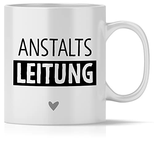 mindmonkeys® Anstaltsleitung | lustige Tasse mit Spruch | Sprüche Tasse Arbeit | Kaffeetasse Bürotasse | Chef Geschenke zum Geburtstag Jubiläum Abschied | Keramik 300 ml von mindmonkeys